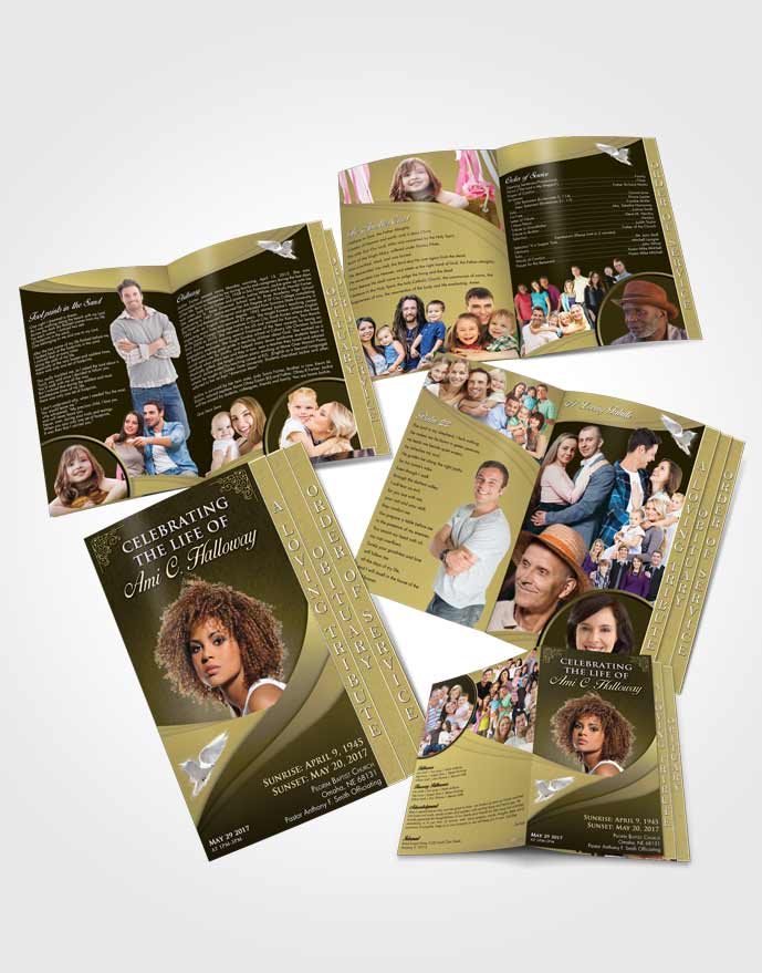 4 Page Grad Obituary Template Brochure At Dusk Magnificence