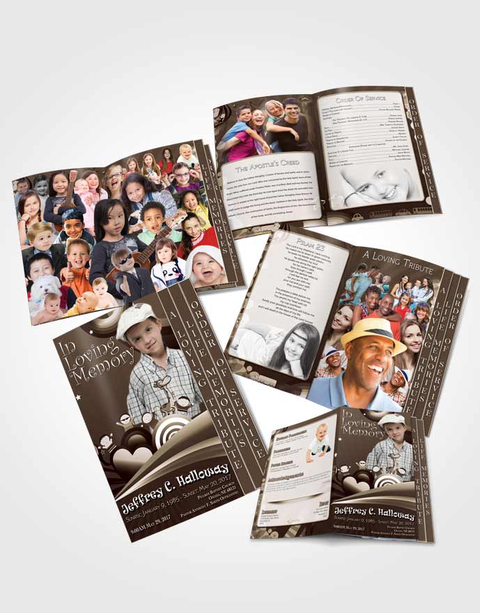 4 Page Graduated Step Fold Obituary Template Brochure Autumn Serenity Childs Journey