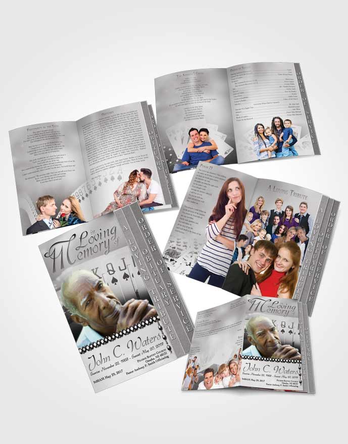 4 Page Grad Obituary Template Brochure Black and White Cards