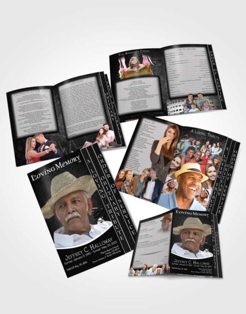 4 Page Grad Obituary Template Brochure Black and White Doctor