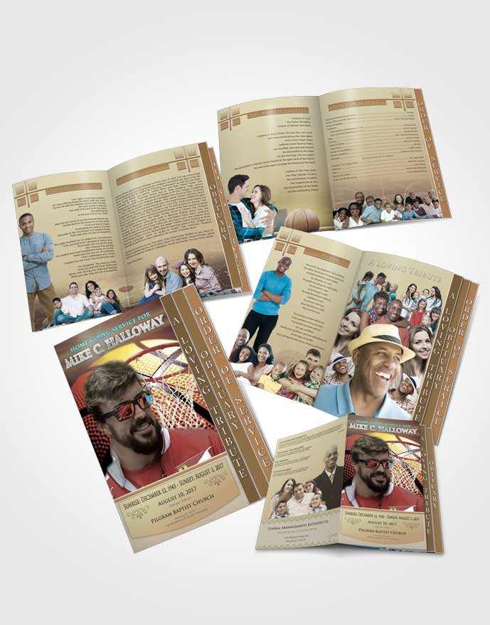 4 Page Grad Obituary Template Brochure Blissful Basketball Honor