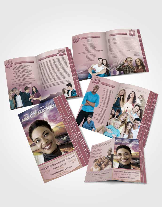 4 Page Grad Obituary Template Brochure Blissful Evening Moon