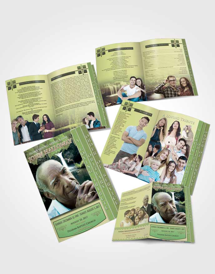 4 Page Grad Obituary Template Brochure Blissful Forest Magic