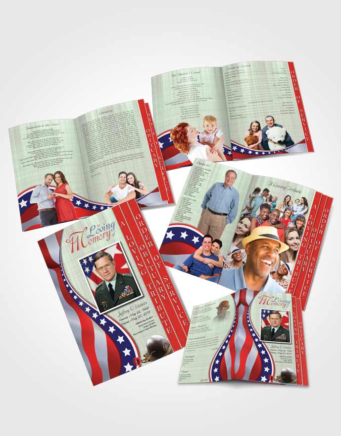4 Page Grad Obituary Template Brochure Blissful Military Honors