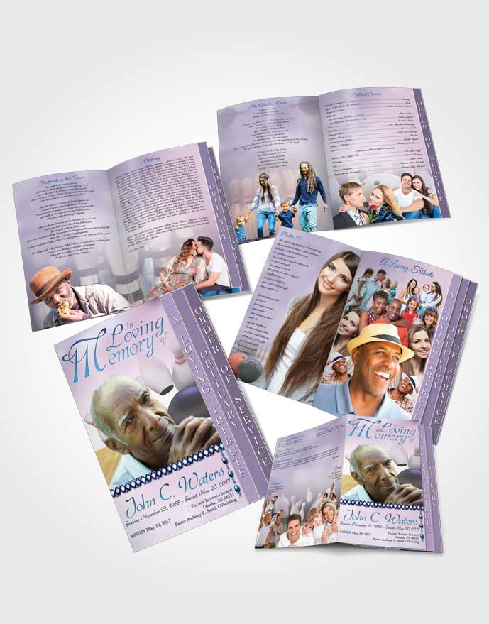 4 Page Grad Obituary Template Brochure Bowling Days Early Morning