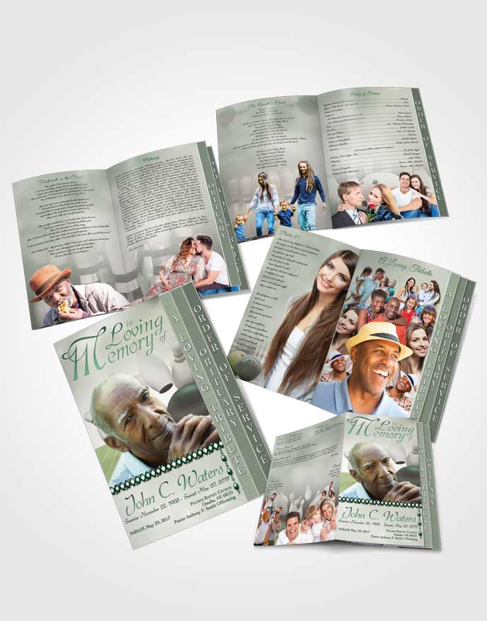 4 Page Grad Obituary Template Brochure Bowling Days Emerald Love