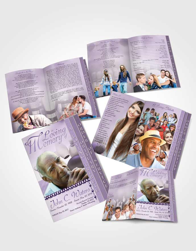 4 Page Grad Obituary Template Brochure Bowling Days Lavender Honor
