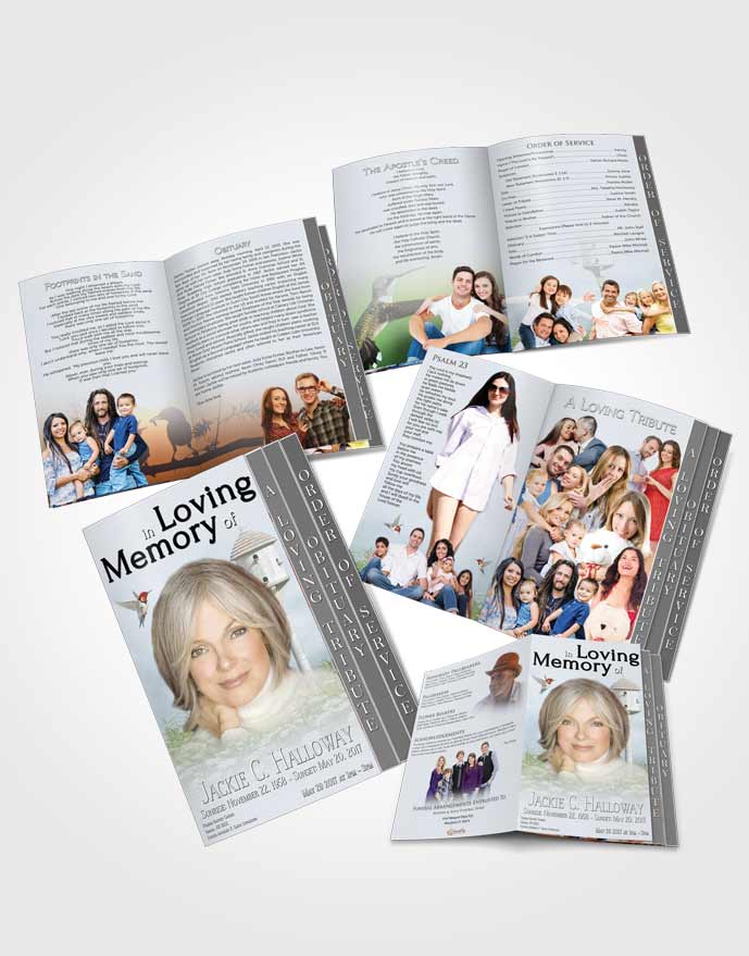 4 Page Grad Obituary Template Brochure Calm Birds of a Feather