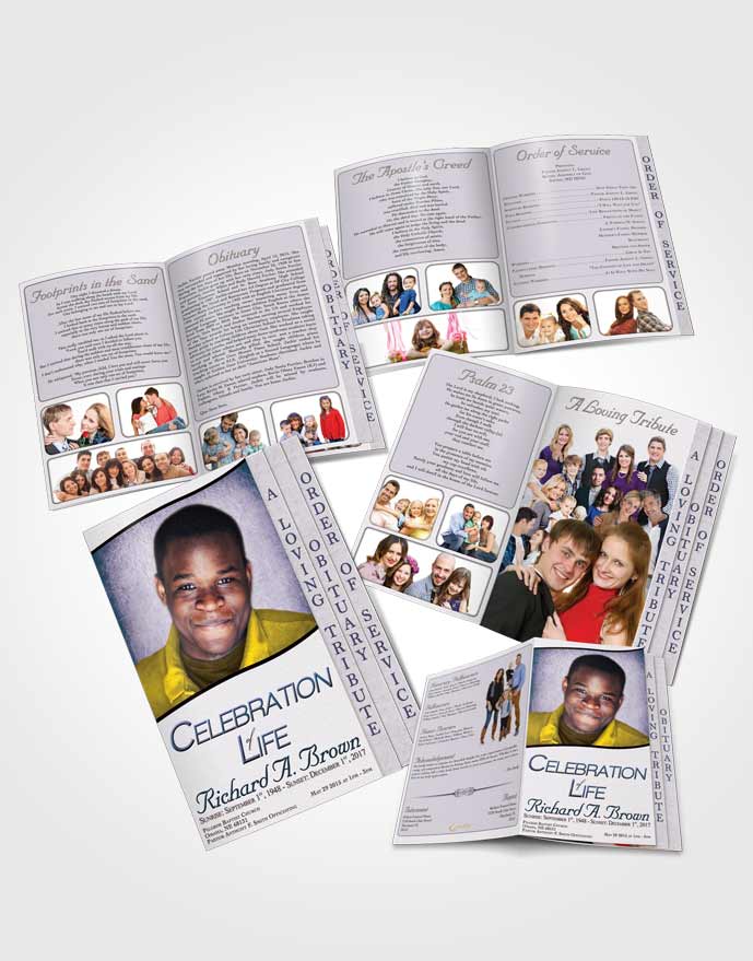 4 Page Grad Obituary Template Brochure Calm Bliss