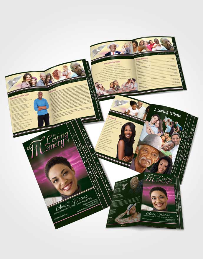 4 Page Grad Obituary Template Brochure Calm Higher Power
