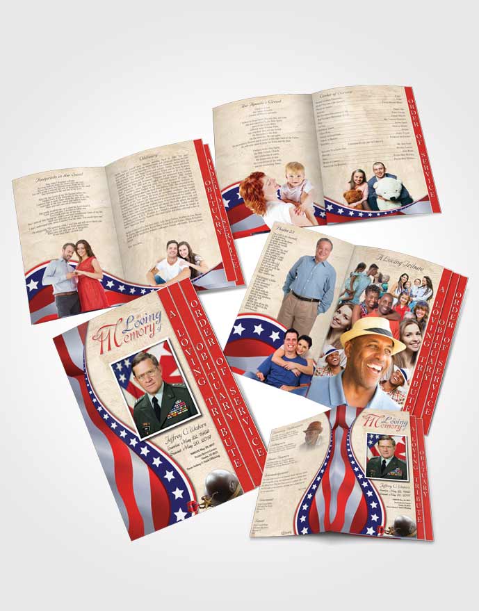 4 Page Grad Obituary Template Brochure Cheerful Military Honors