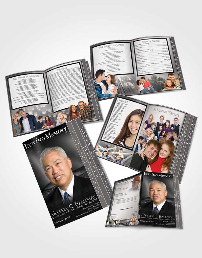 4 Page Grad Obituary Template Brochure Canadian Golden Glow