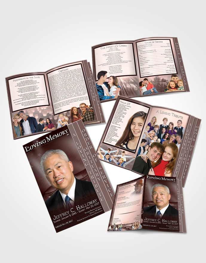 4 Page Grad Obituary Template Brochure Canadian Lavender Glow