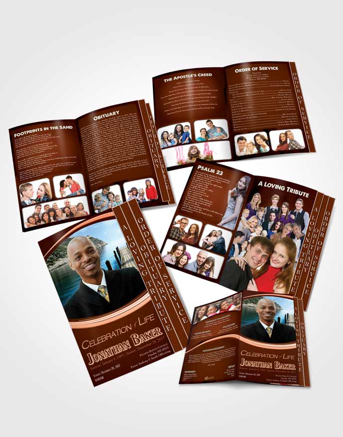 4 Page Grad Obituary Template Brochure Cinnamon Journey
