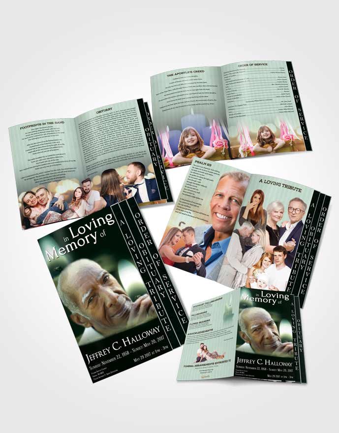 4 Page Grad Obituary Template Brochure Deep Forest Candle Light