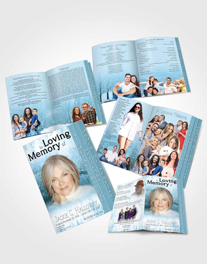 4 Page Grad Obituary Template Brochure Deep Forest Winter Paradise
