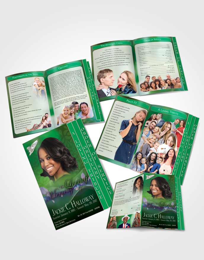 4 Page Grad Obituary Template Brochure Divinity Forest Laughter