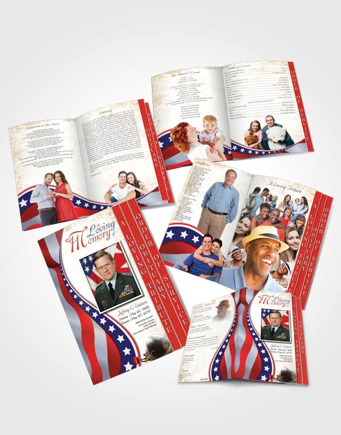 4 Page Grad Obituary Template Brochure Early Military Honors