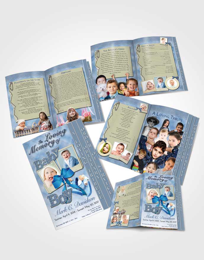 4 Page Graduated Step Fold Obituary Template Brochure Early Morning Baby Boy
