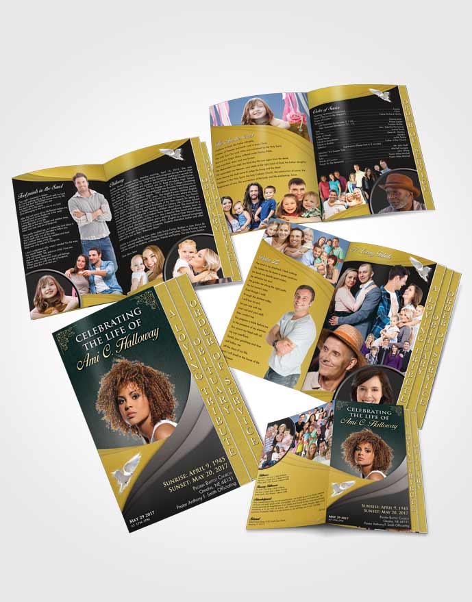 4 Page Grad Obituary Template Brochure Early Morning Magnificence