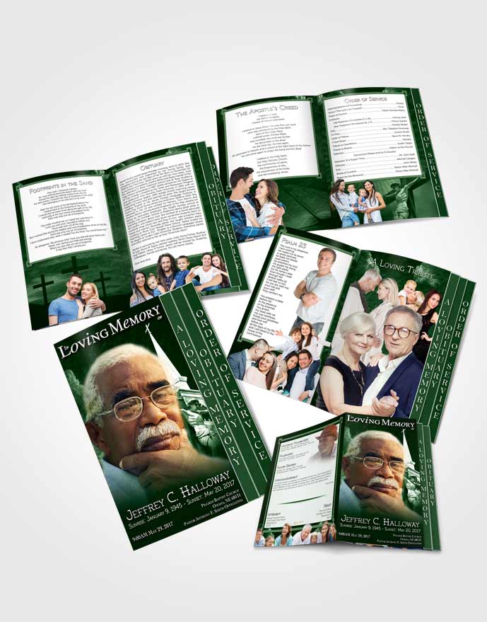 4 Page Grad Obituary Template Brochure Emerald Christian Faith