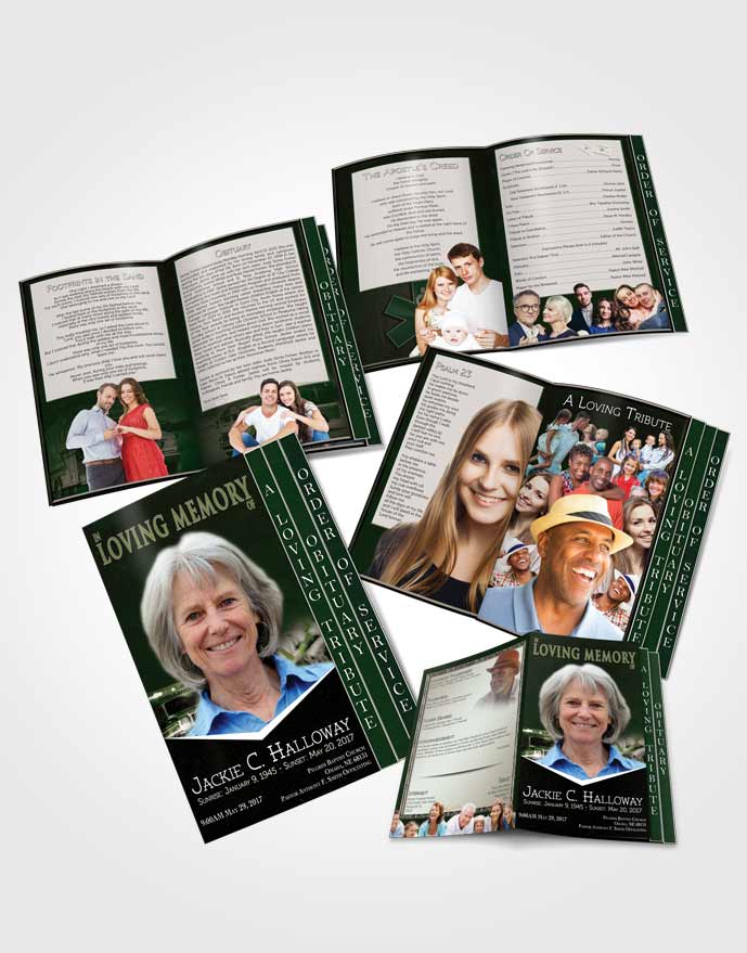 4 Page Grad Obituary Template Brochure Emerald EMT Savior