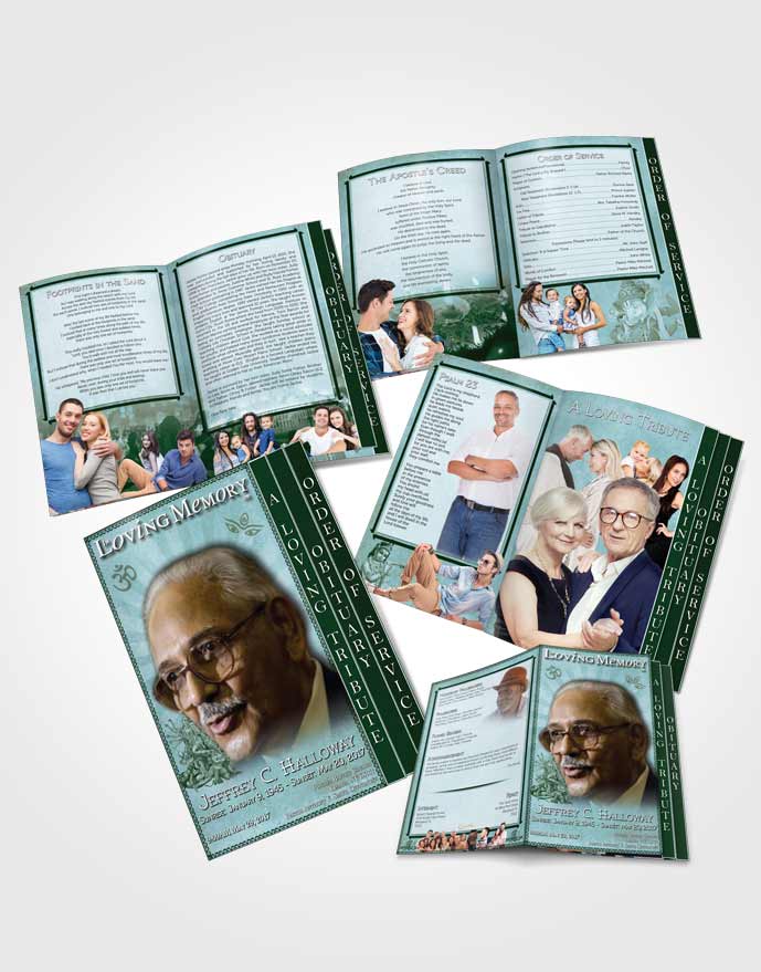 4 Page Grad Obituary Template Brochure Emerald Hindu Faith
