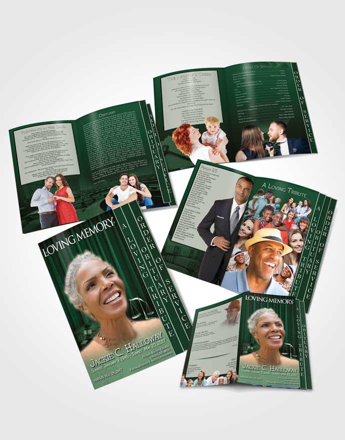 4 Page Grad Obituary Template Brochure Emerald Judge Justice
