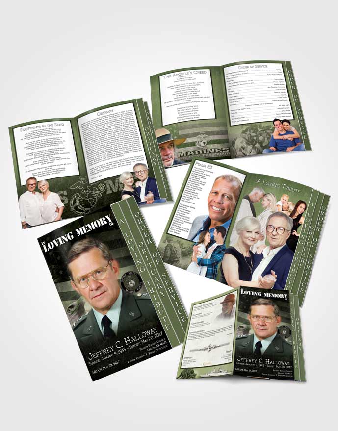 4 Page Grad Obituary Template Brochure Emerald Marine Salute