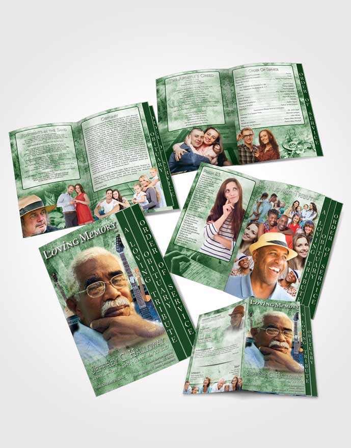 4 Page Grad Obituary Template Brochure Forest Musician