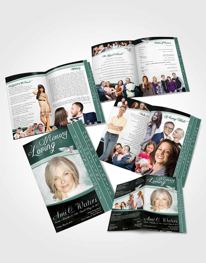4 Page Grad Obituary Template Brochure Forest Paradise