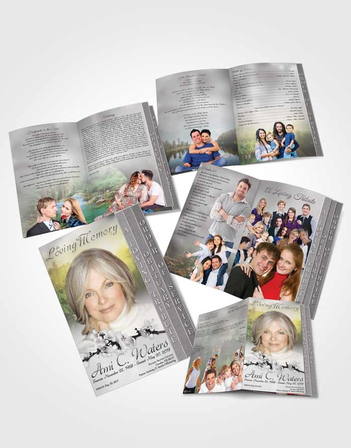 4 Page Grad Obituary Template Brochure Forest River Black and White