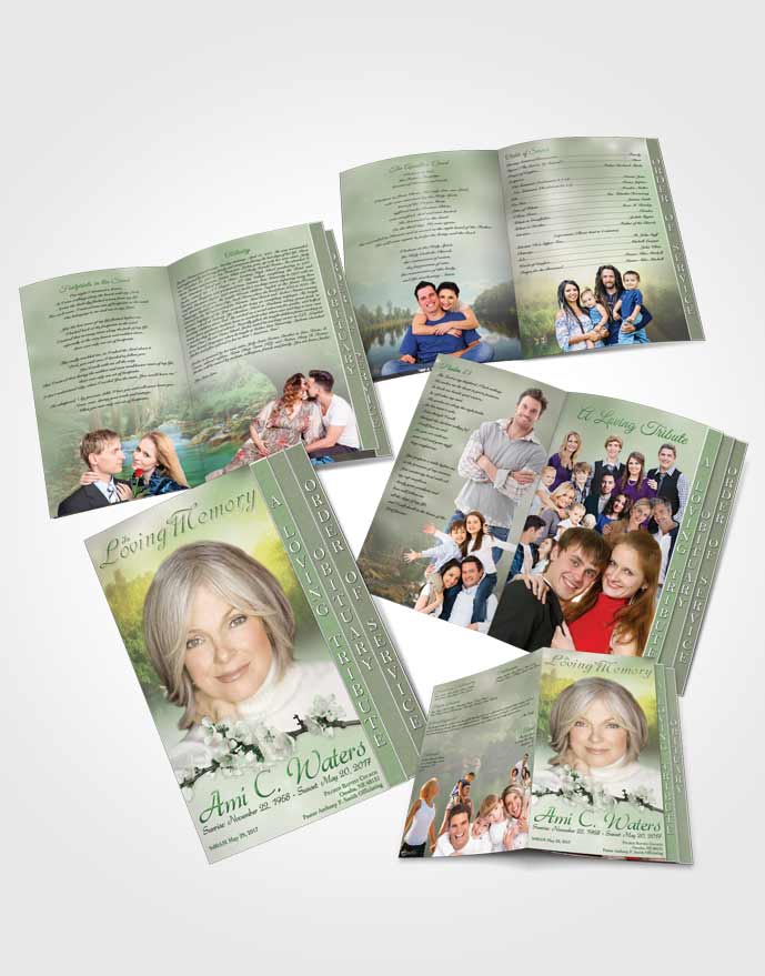 4 Page Grad Obituary Template Brochure Forest River Emerald Glow