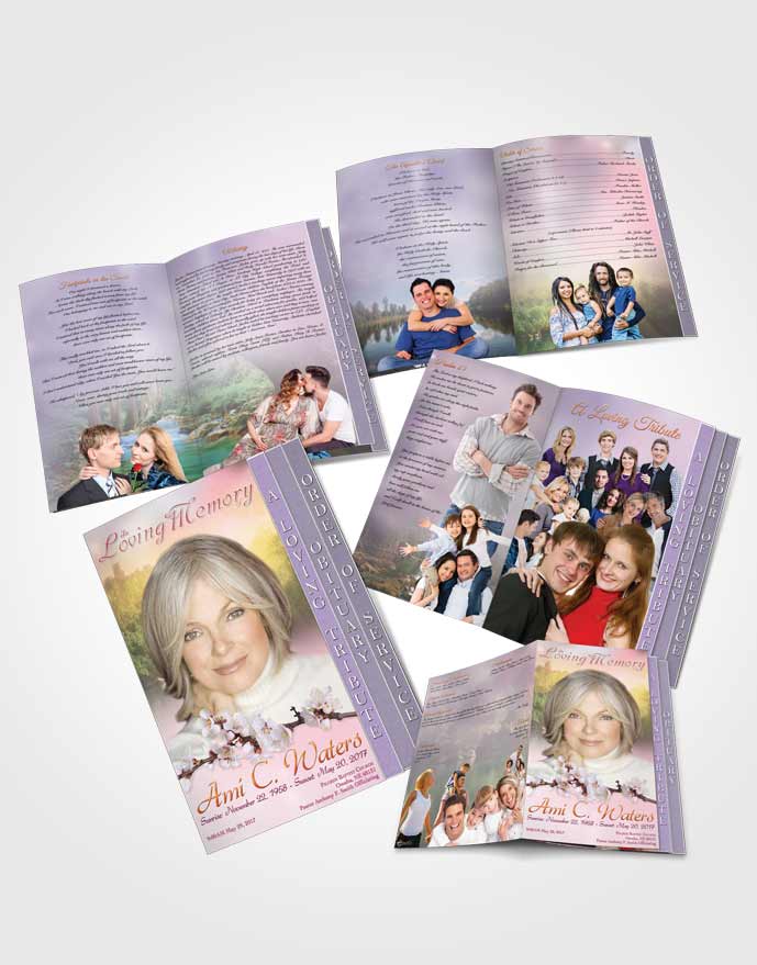 4 Page Grad Obituary Template Brochure Forest River Evening Sunset
