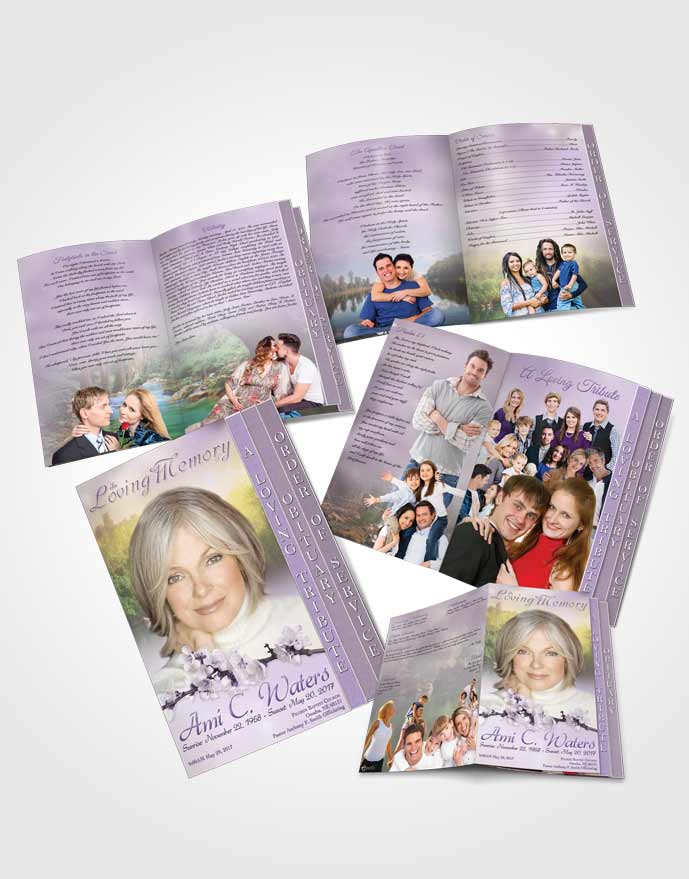 4 Page Grad Obituary Template Brochure Forest River Lavender Honor