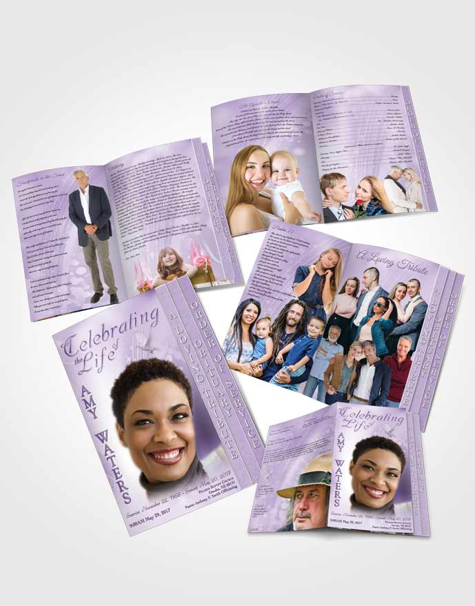 4 Page Grad Obituary Template Brochure Free Spirit Lavender Honor