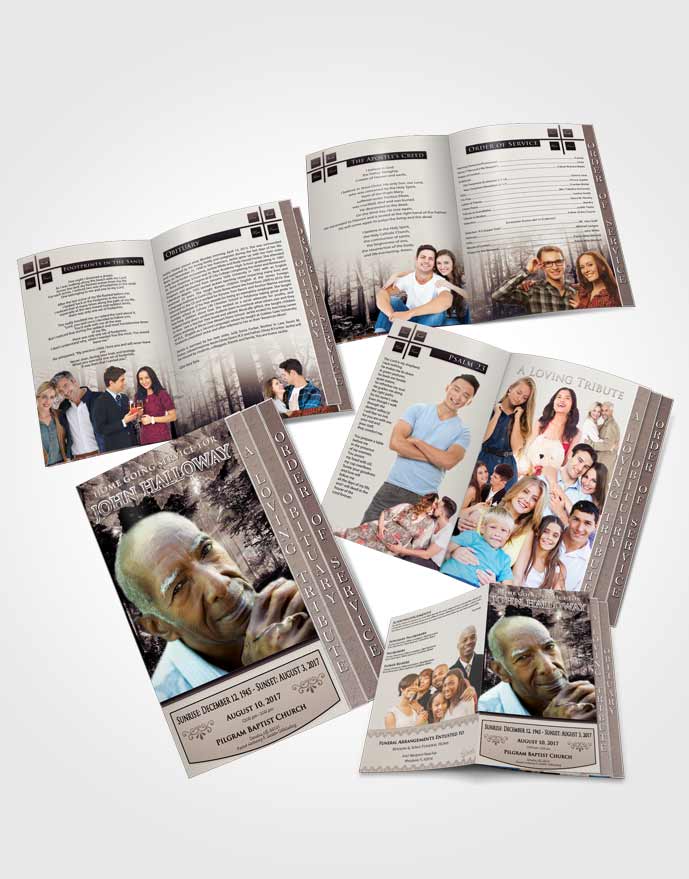 4 Page Grad Obituary Template Brochure Freedom Forest Laughter