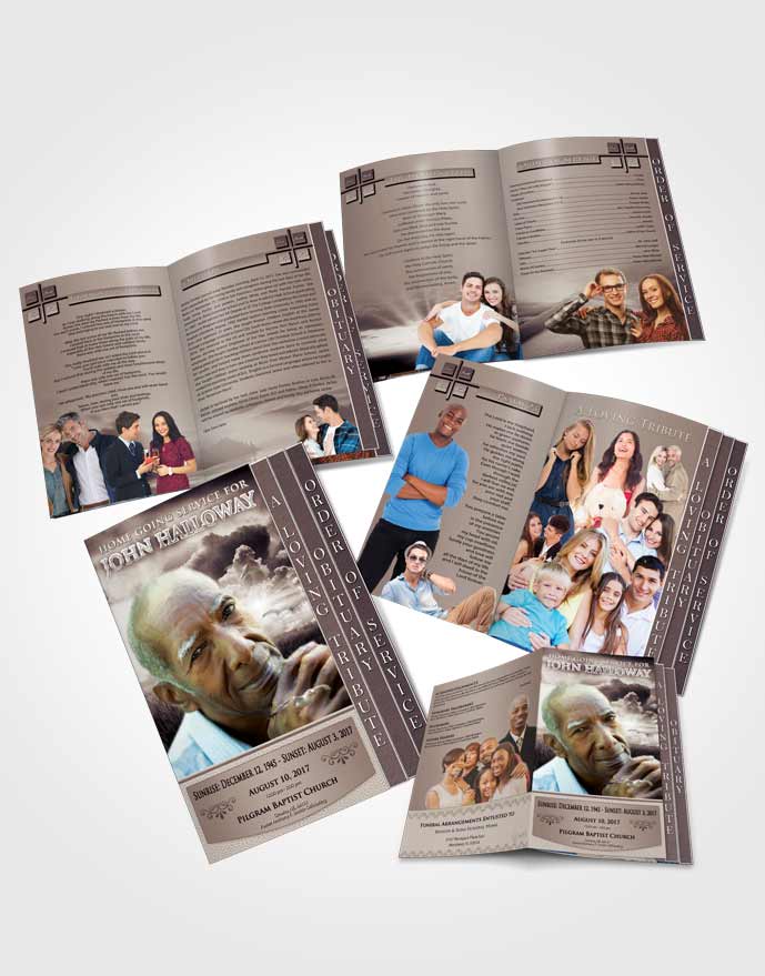 4 Page Grad Obituary Template Brochure Freedom Sparkling Sky