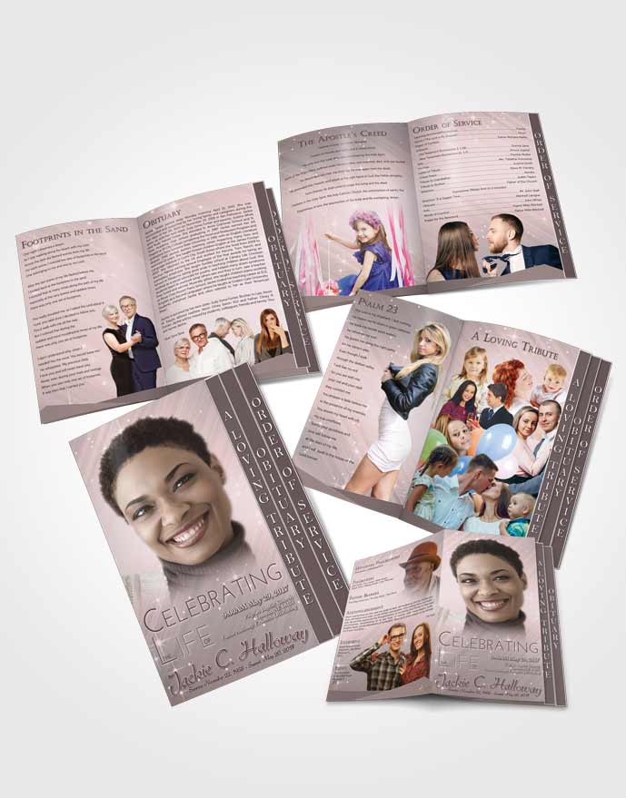 4 Page Grad Obituary Template Brochure Gentle Fall Serenity