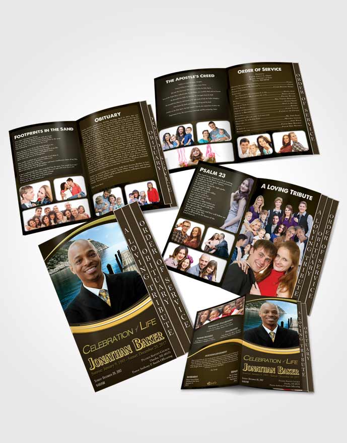 4 Page Grad Obituary Template Brochure Golden Canyon Journey