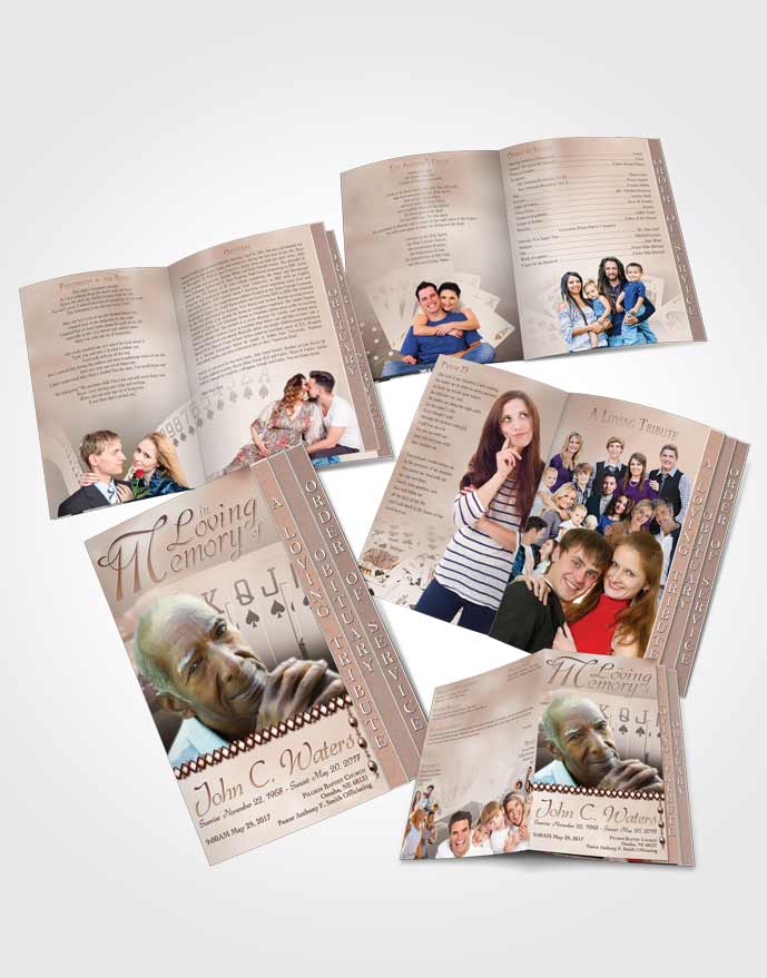 4 Page Grad Obituary Template Brochure Golden Cards
