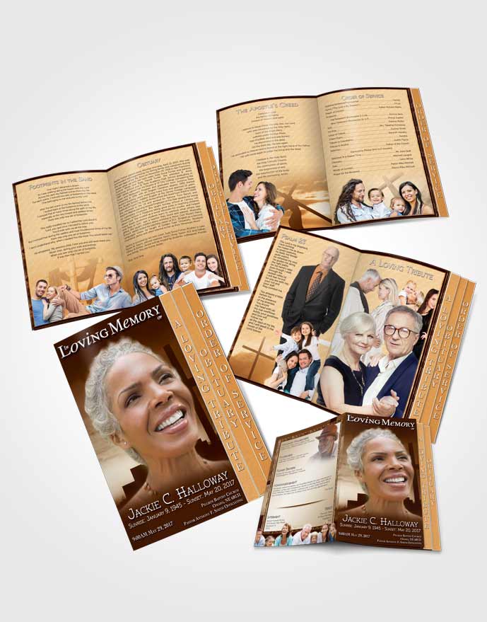 4 Page Grad Obituary Template Brochure Golden Cross in the Sky