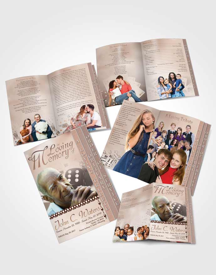 4 Page Grad Obituary Template Brochure Golden Double Down