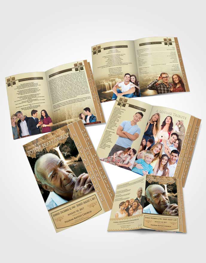 4 Page Grad Obituary Template Brochure Golden Forest Magic