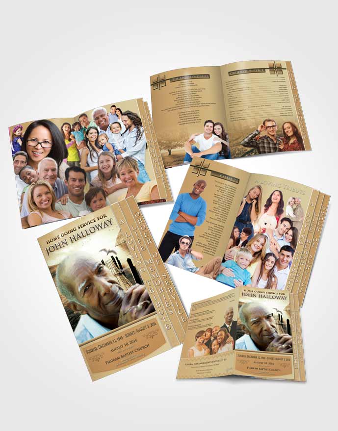 4 Page Grad Obituary Template Brochure Golden Natures Peace