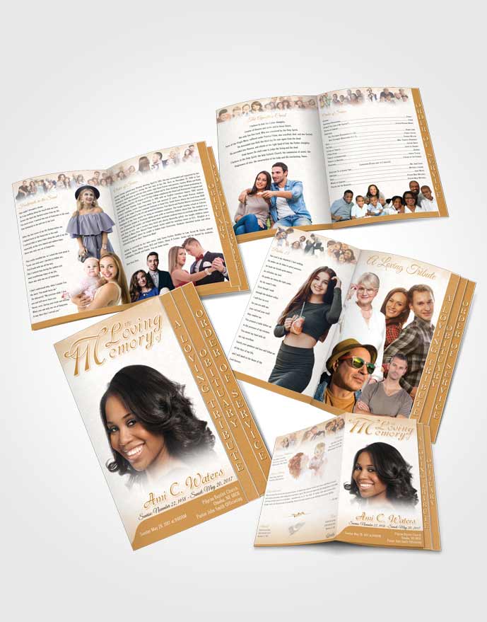 4 Page Grad Obituary Template Brochure Golden Purity