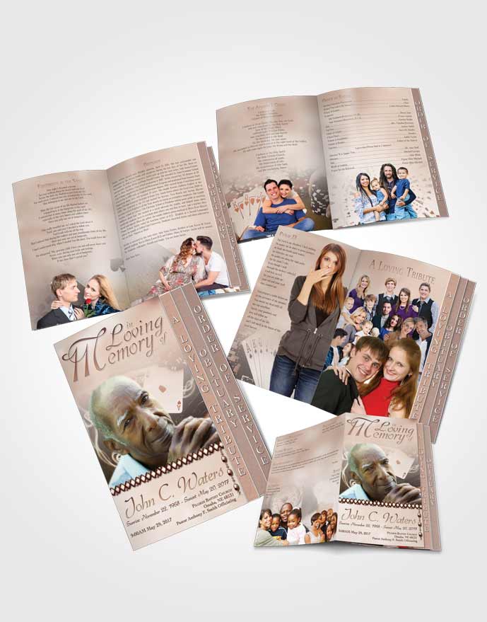 4 Page Grad Obituary Template Brochure Golden Weekend Card Game