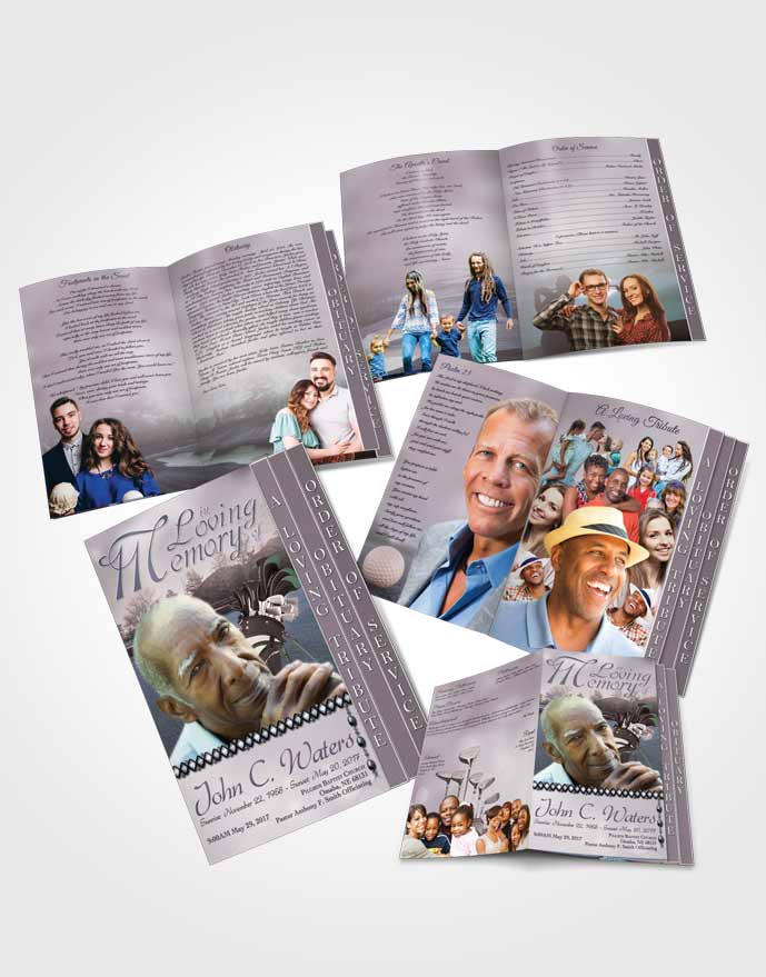 4 Page Grad Obituary Template Brochure Golfing Day Gentle Breeze