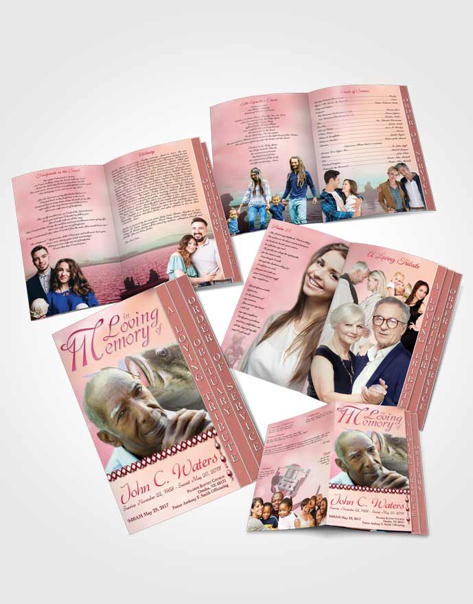 4 Page Grad Obituary Template Brochure Gone Fishing Ruby Dreams