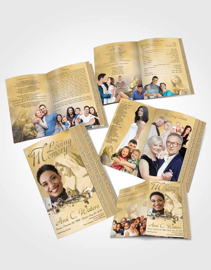 4 Page Grad Obituary Template Brochure Hail Mary Golden Heritage